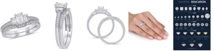 Macy's Certified Diamond (1 ct. t.w.) 3-Stone Emerald-Shape Bridal Ring Set in 14k White Gold